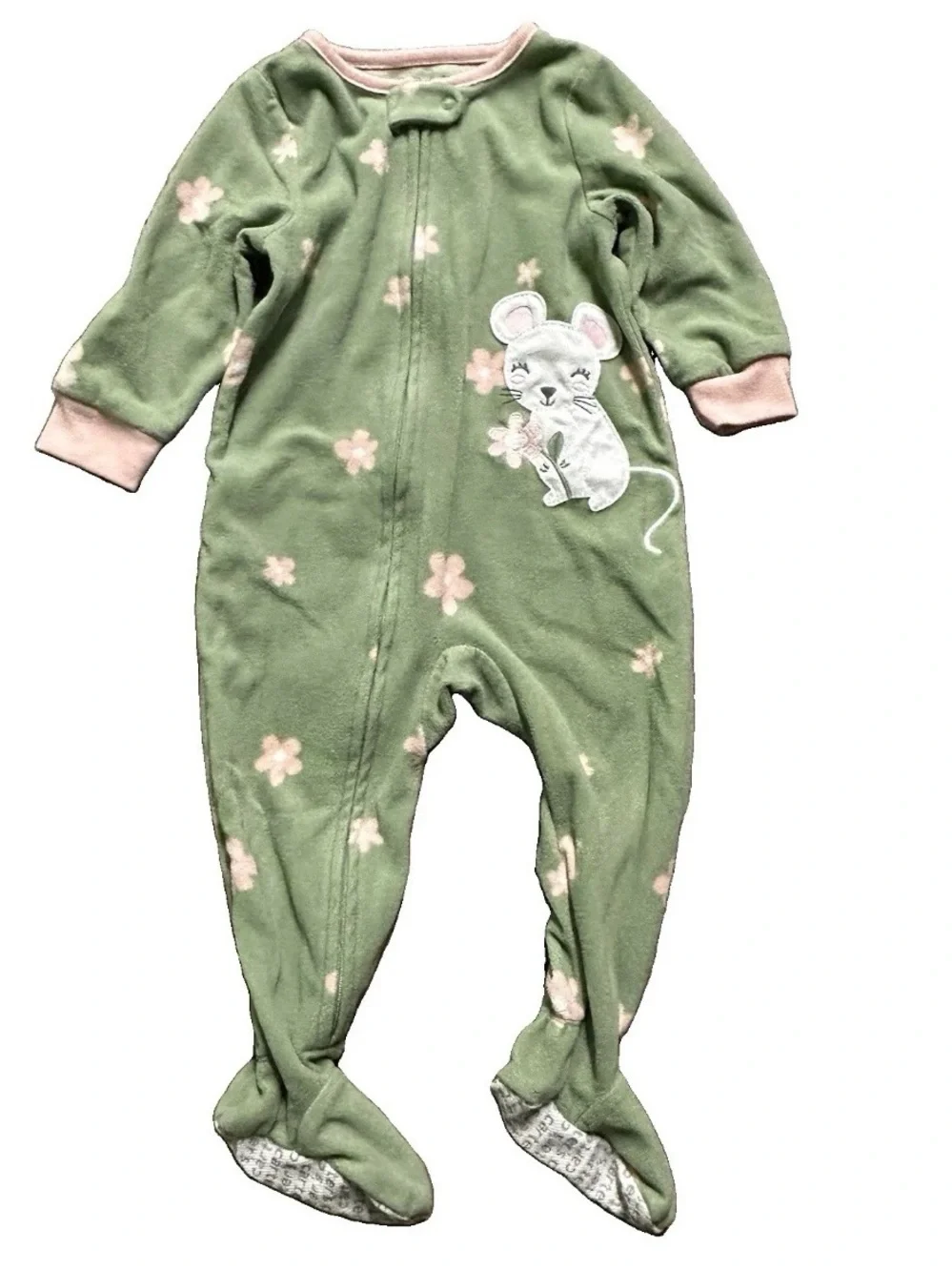 Baby Girl Fleece Footie Pajamas Size 9-12 Months